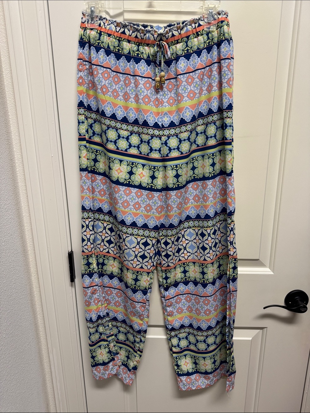 Takara Girls Blue and Green Striped Floral Palazzo Pants